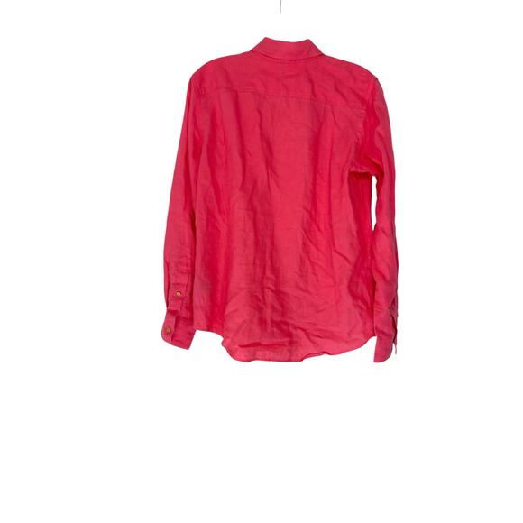 Ralph Lauren Button Up Blouse Pink Long Sleeve Linen Lagenlook Relaxed Small - Picture 11 of 14